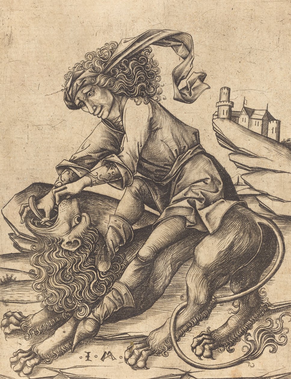 Samson a lev, c. 1475. od Israhel van Meckenem