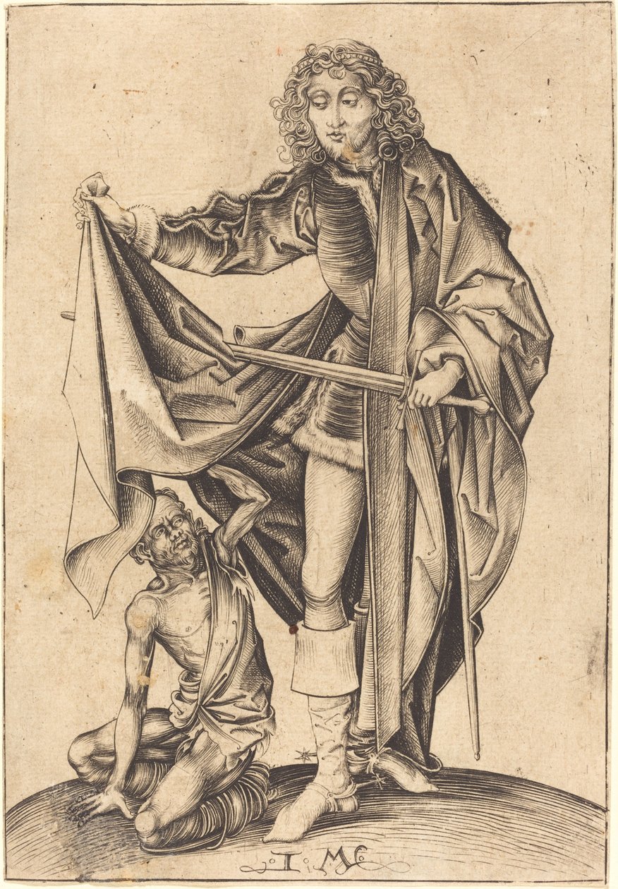 Svatý Martin od Israhel van Meckenem after Martin Schongauer