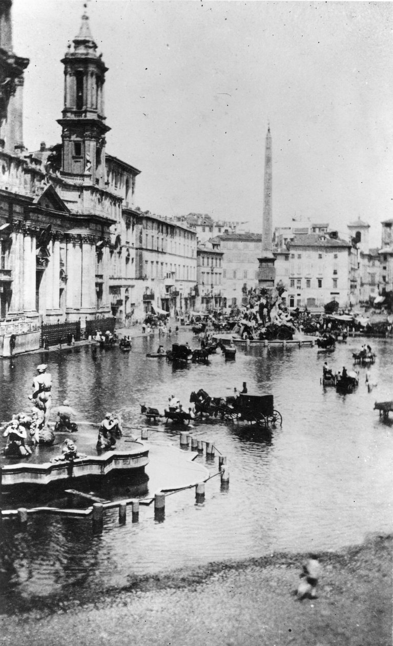 Piazza Navona, Řím, kolem roku 1865 od Italian Photographer