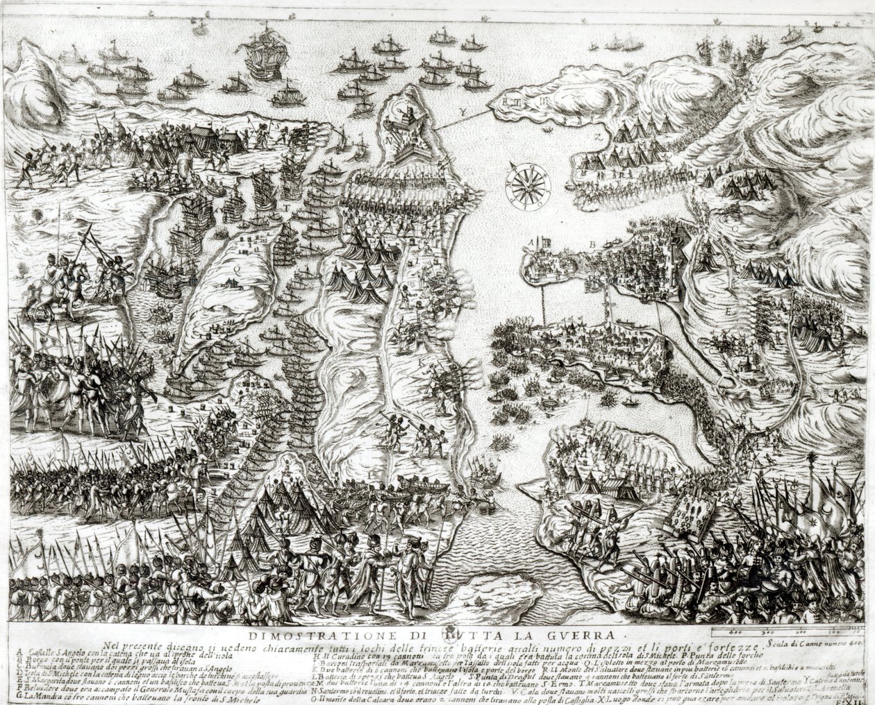 Mapa obléhání Malty v roce 1565 od Italian School