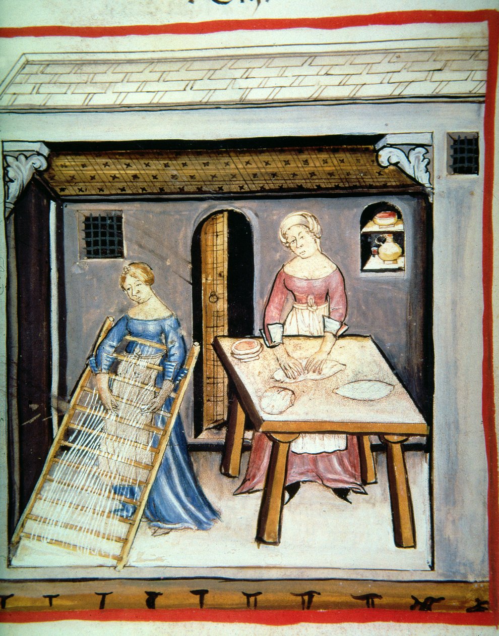 Nova 2644 fol.45v Příprava těstovin, z Tacuinum Sanitatis Code Vindobonensis od Italian School