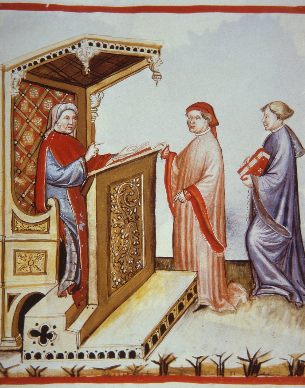 Nova 2644 fol.4r Ububchasym de Baldach (Ibn Butlan) píšící Tacuinum Sanitatis (Udržování zdraví), ilustrace z Tacuini Sanitatis Codex Vindobonensis od Italian School