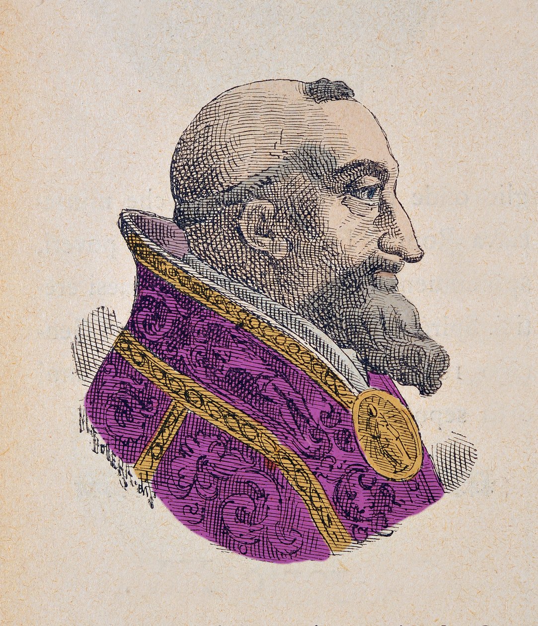 Portrét papeže Gregoire XV (Gregorio, Gregorius nebo Gregory) (1621-1623), 1898 (rytina s pozdějším kolorováním) od Italian School
