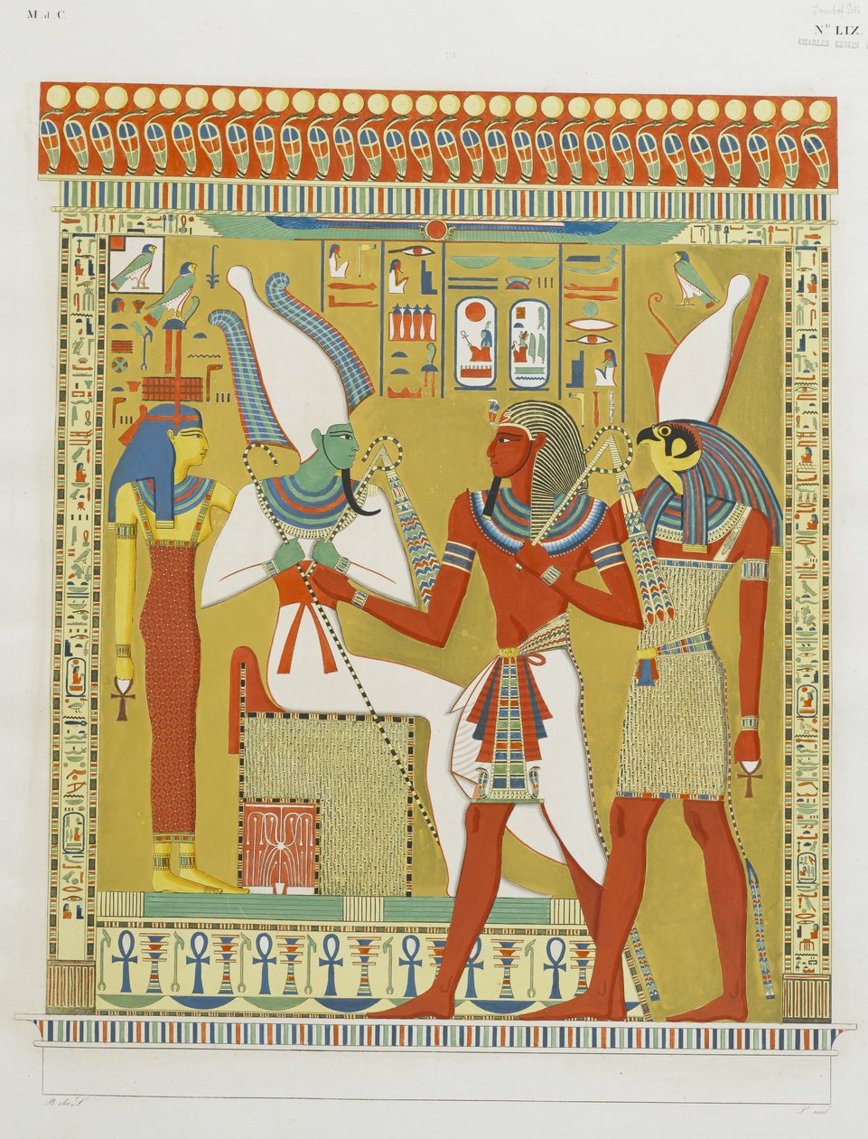 Seti I vedl Horus před Osirisem a Hathor od Italian School