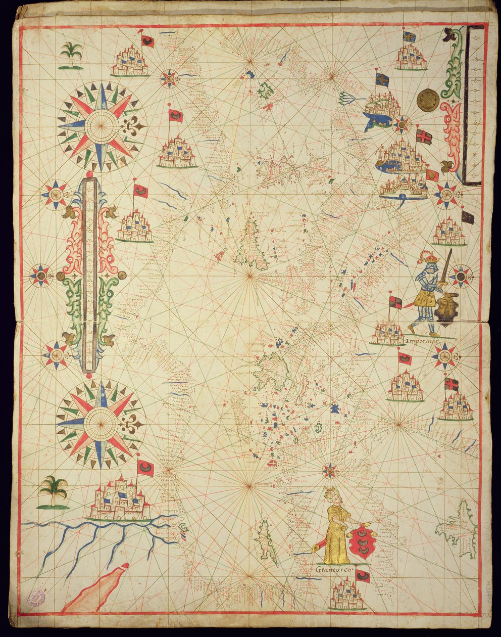 Středomořská pánev, z námořního atlasu, 1646 (tuš na pergamenu) (viz také 330937-330938) od Italian School