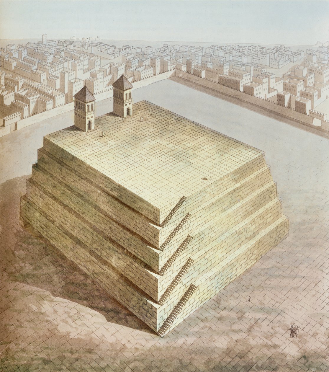 Mexický Teocalli, kolem roku 1820 od Italian School