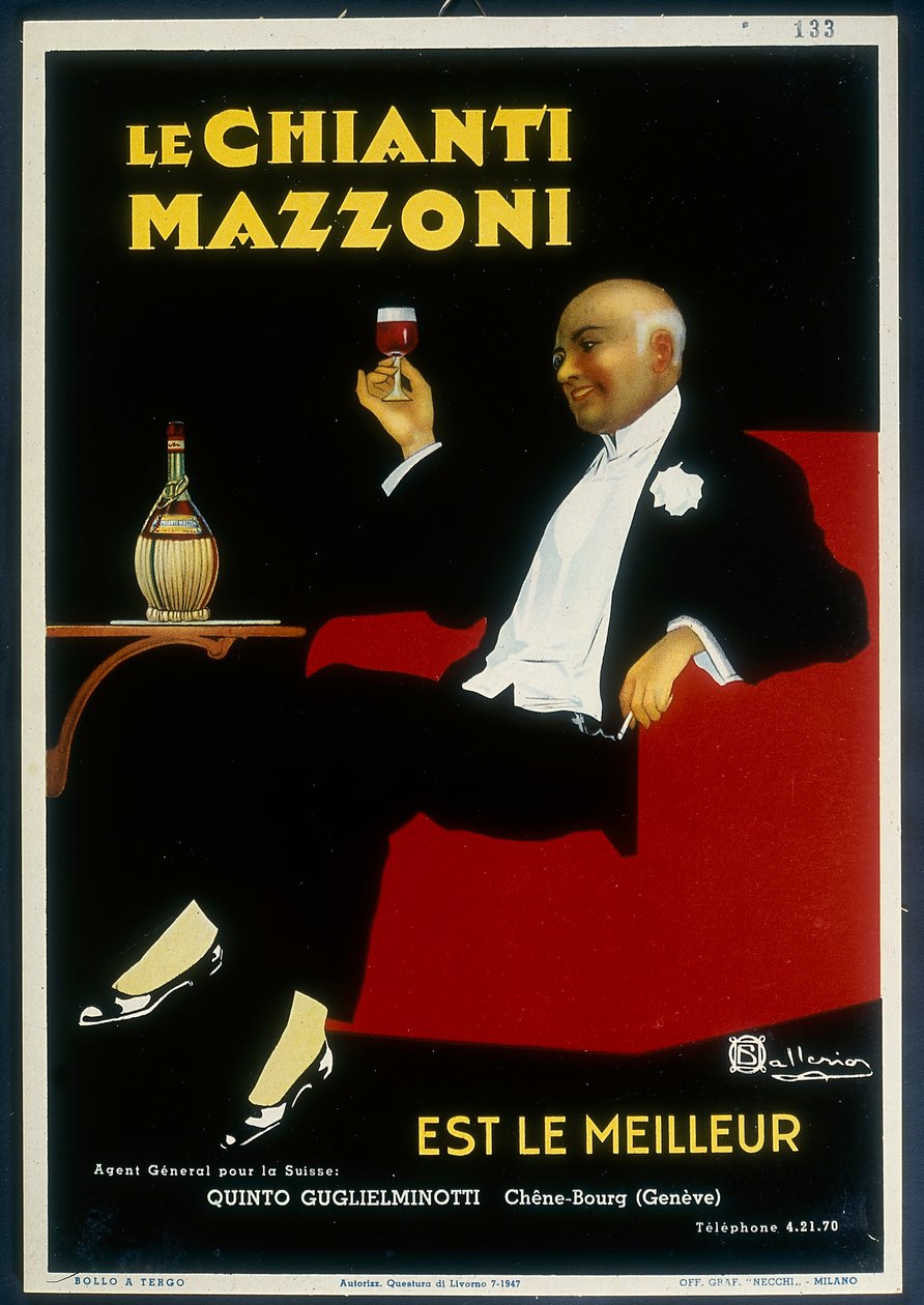 Historický plakát Chianti "Mazzoni" od Italian School