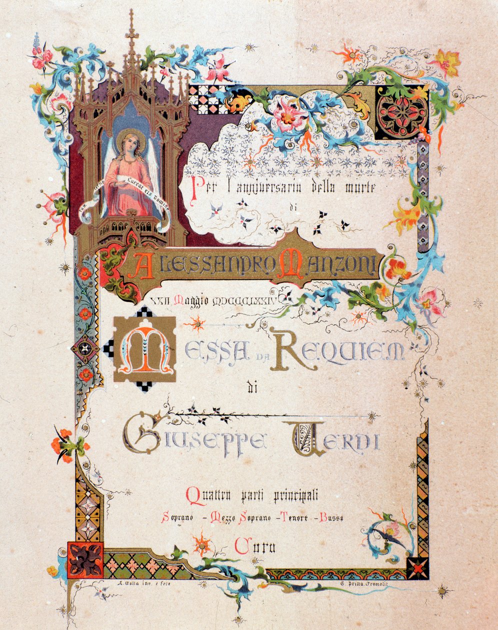 Frontispis Verdis Requiem, 1874 od Italian School