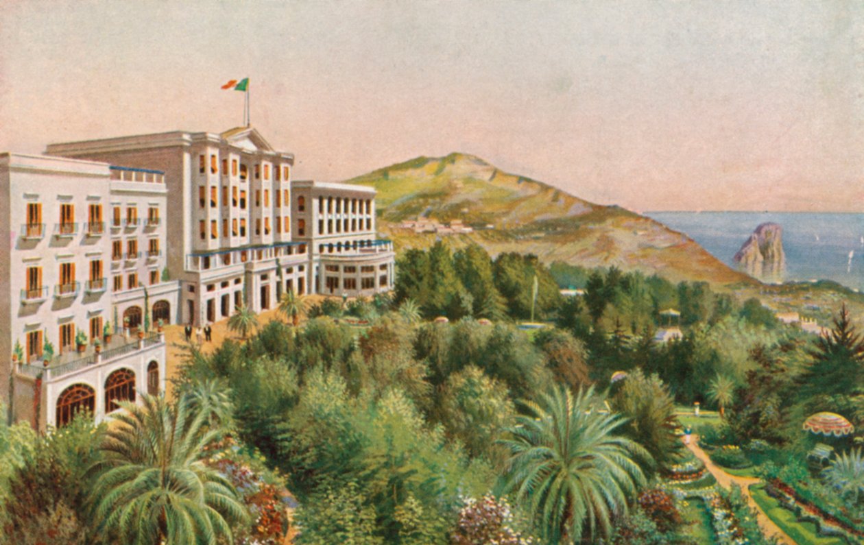 Grand Hotel Quisisana, Capri, Itálie (barevná litografie) od Italian School