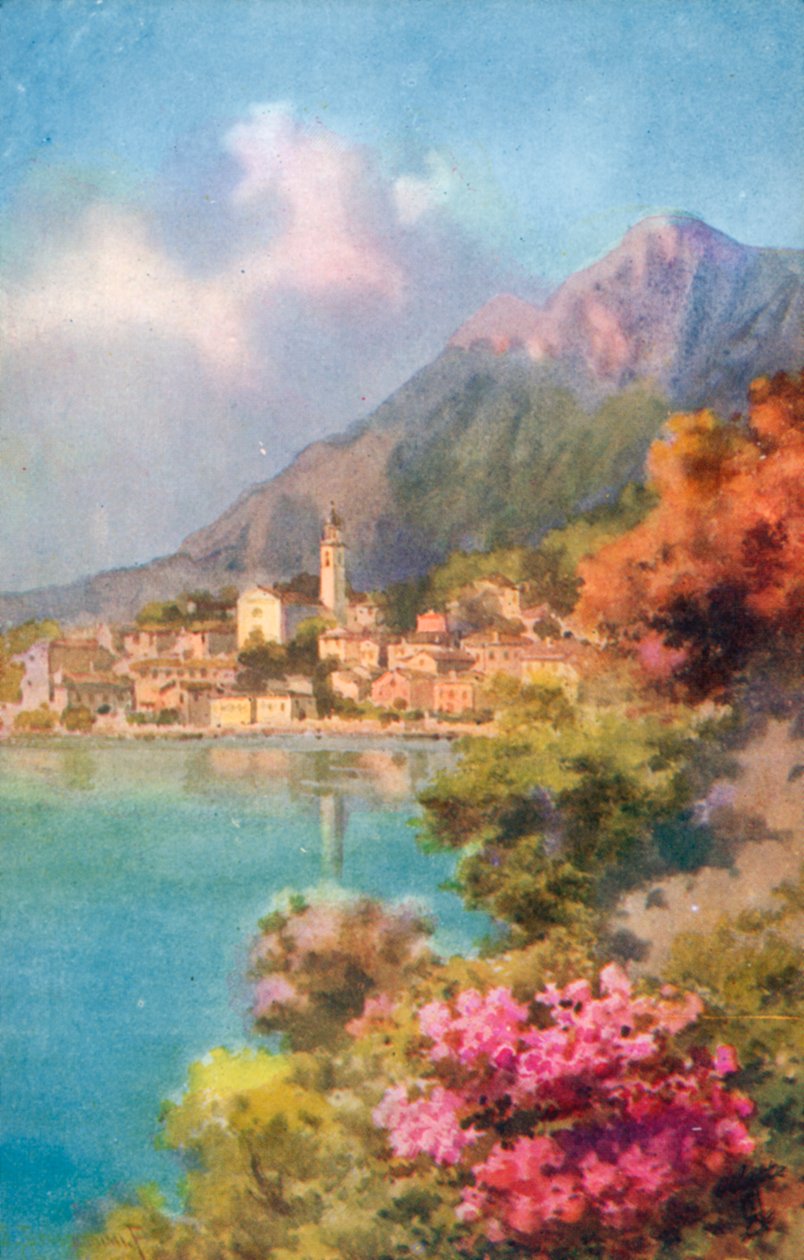 Limone, jezero Garda, Itálie (barevná litografie) od Italian School
