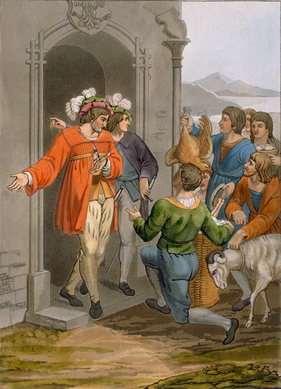 Rolníci dávající desátky, alpská oblast, kolem 1800-18 od Italian School