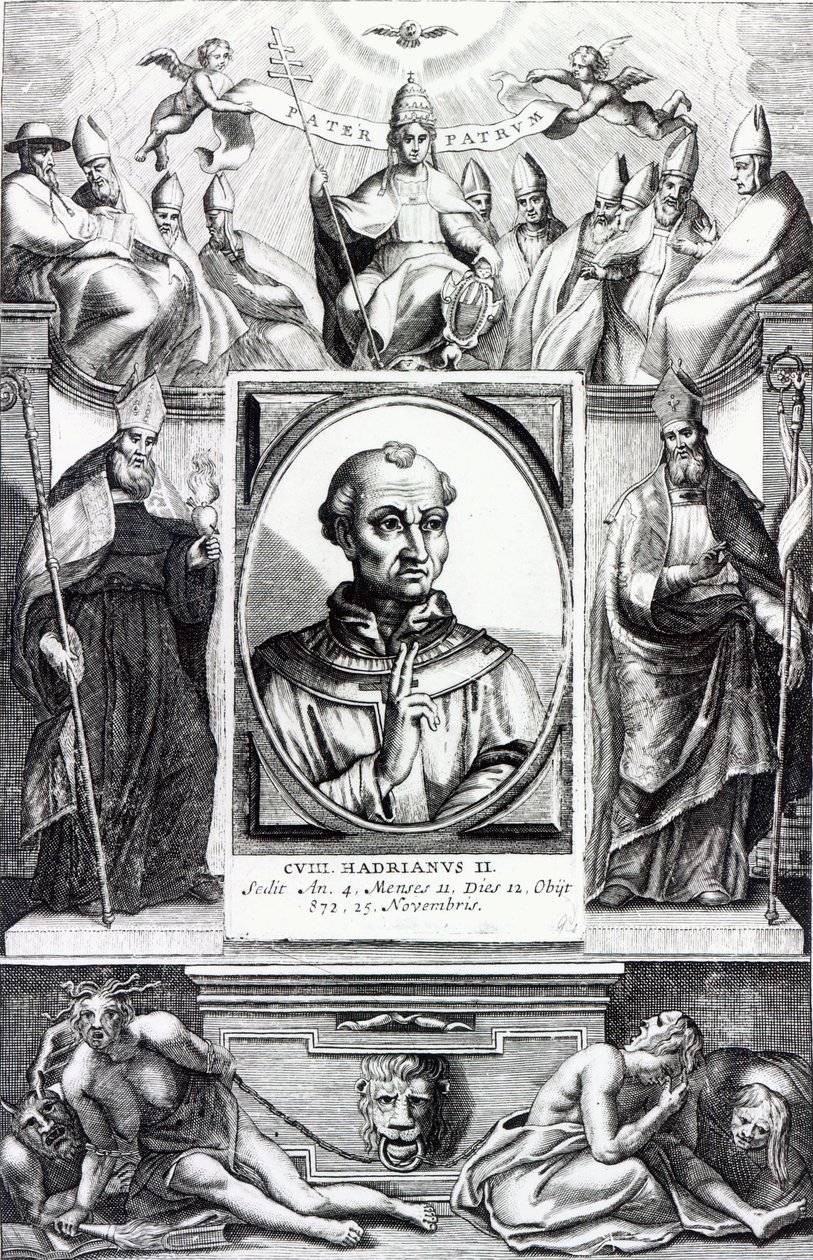 Papež Hadrián II (rytina) od Italian School