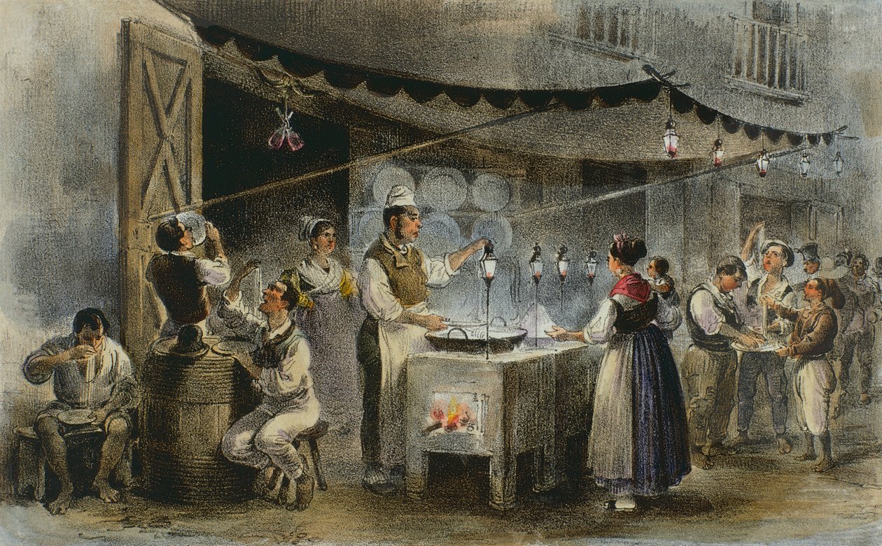 Prodavač špaget v Neapoli, Itálie od Italian School