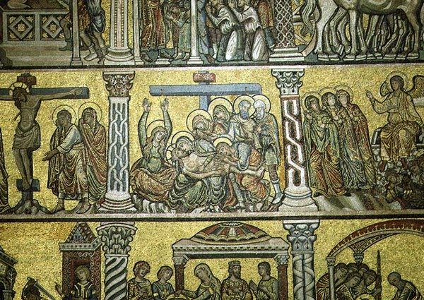 Oplakávání, detail, konec 13. století (mozaika) od Italian School