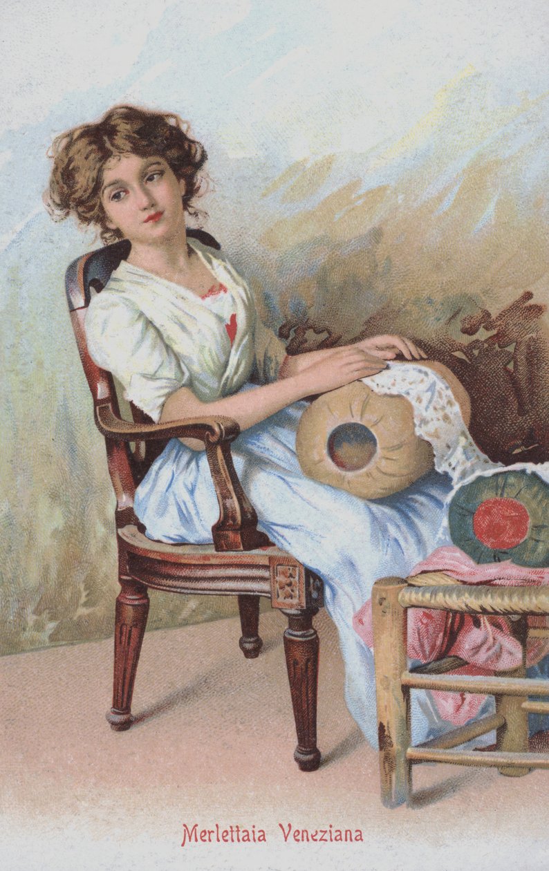 Benátský krajkář, Itálie (chromolit) od Italian School