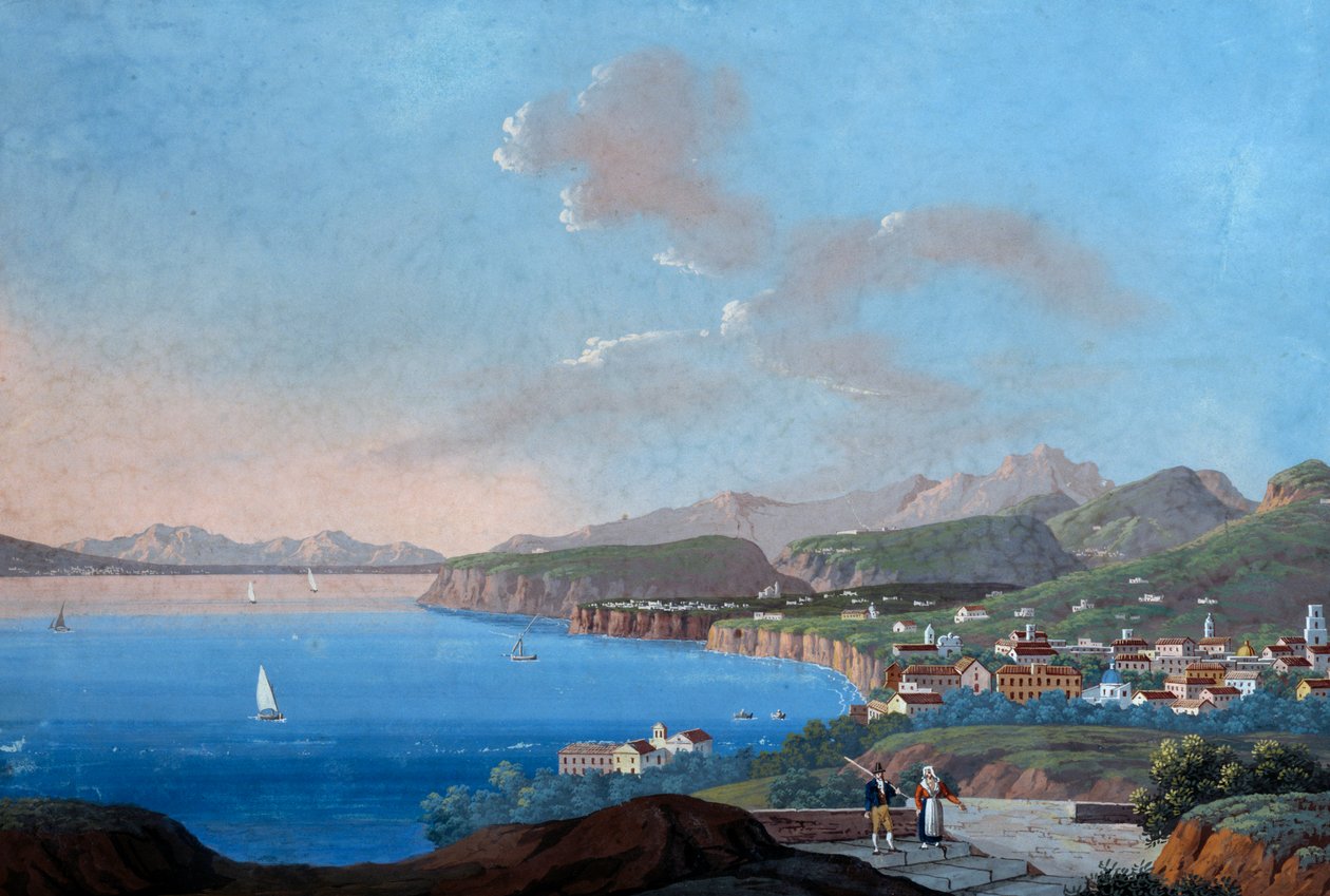 Pohled na Sorrento (kvaš) od Italian School