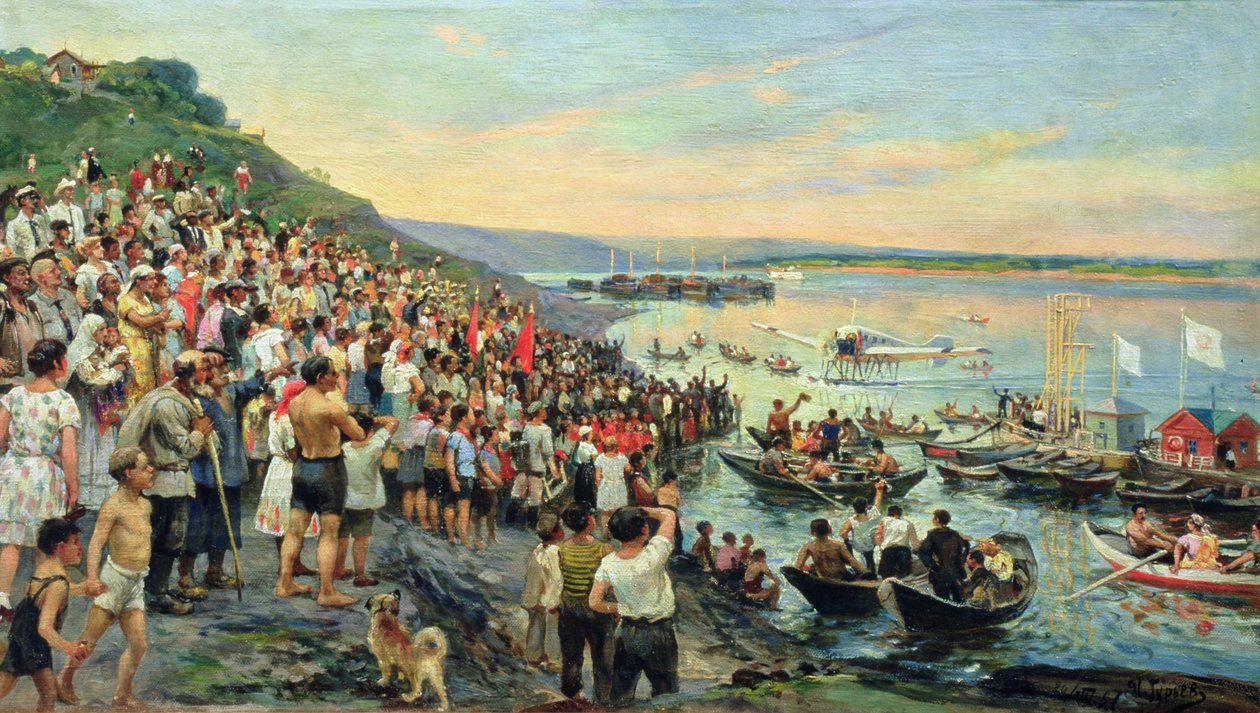 Přílet hydroplánu do Uljanovska v roce 1927, od Ivan Petrovich Guryev