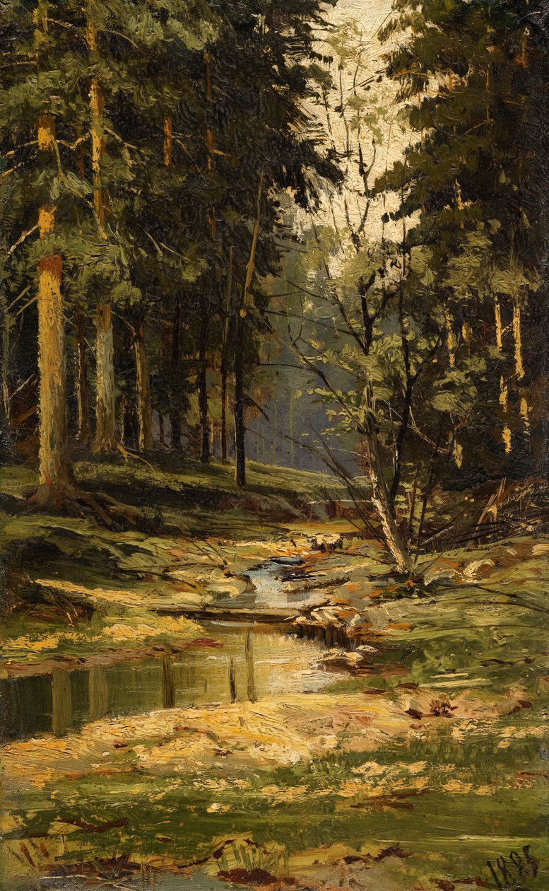 Lesní potok od Ivan Ivanovich Shishkin