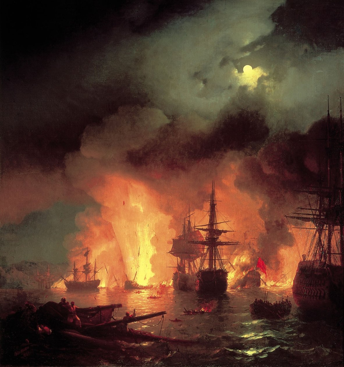 Noční bitva u Çesme od Ivan Aivazovsky