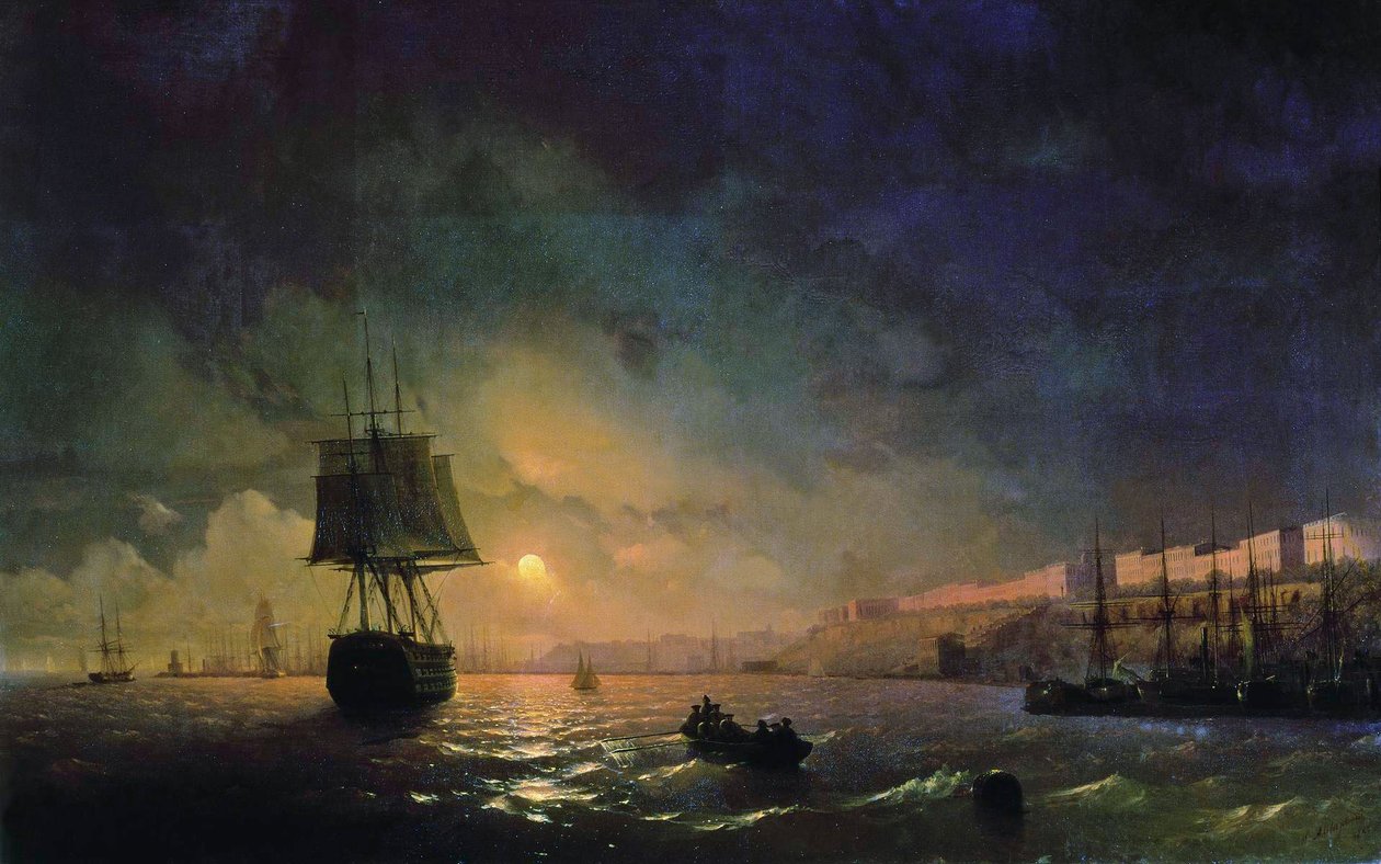 Rusky: "Pohled na Oděsu v měsíční noci" Oděsa v měsíčním světle od Ivan Aivazovsky
