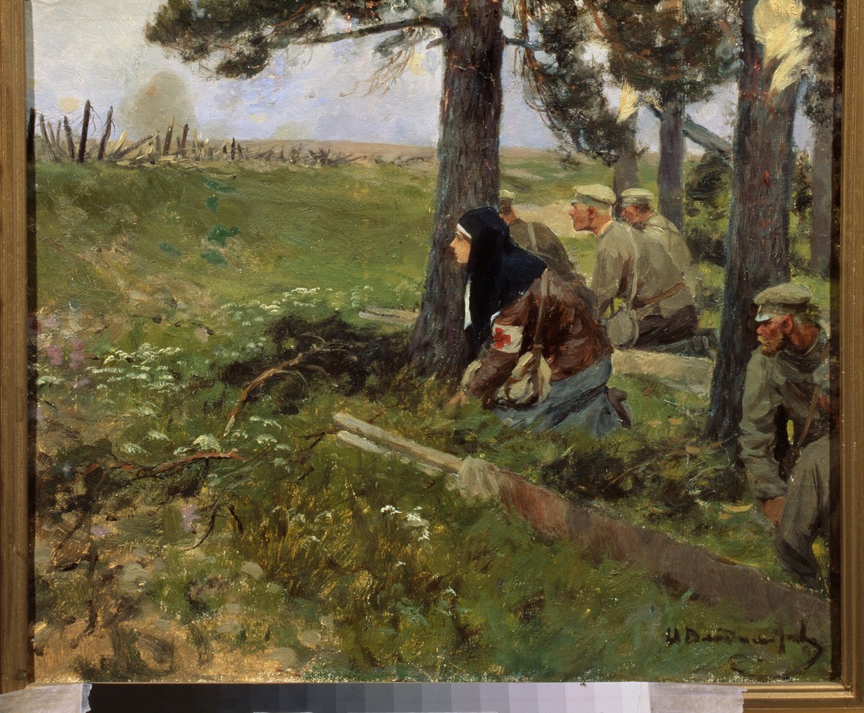 Zdravotní sestra s ruskými vojáky od Ivan Alexeyevich Vladimirov