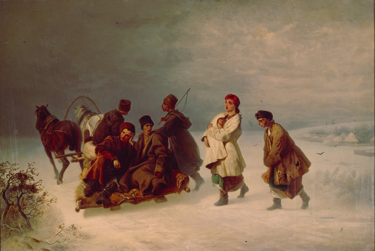 Sbohem rekrutů, 1860 od Ivan Ivanovich Sokolov