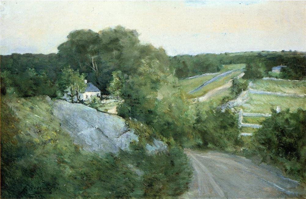 Zelené kopce a zemědělská půda od J. Alden Weir