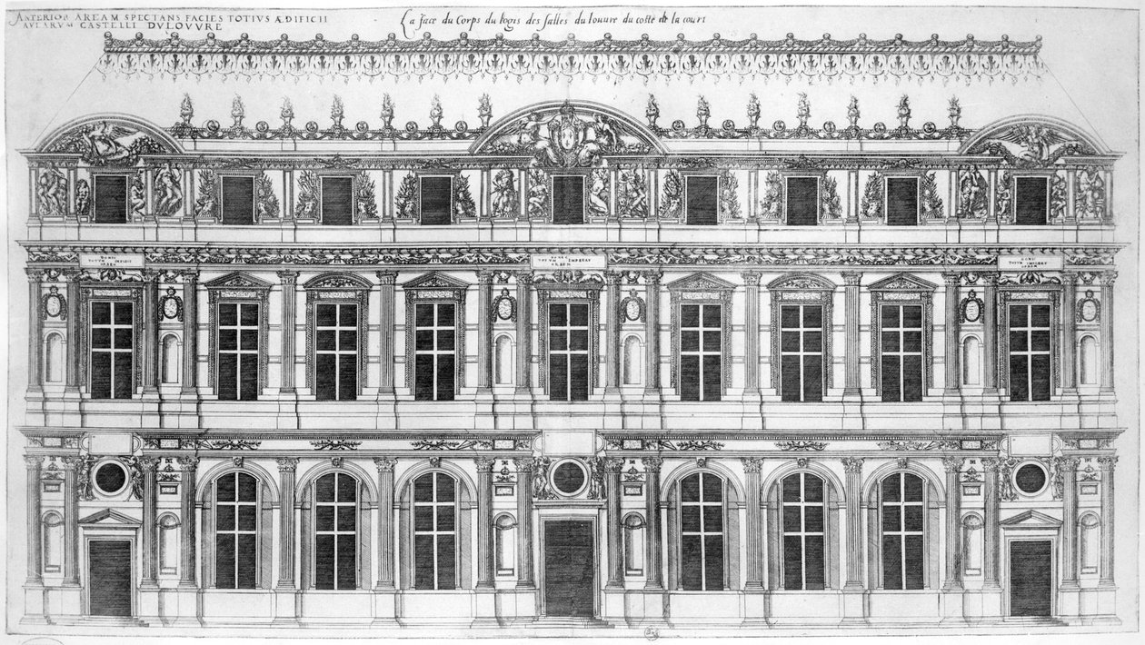 Louvre, z „Nejlepších budov ve Francii“ od J. Androuet Ducerceau