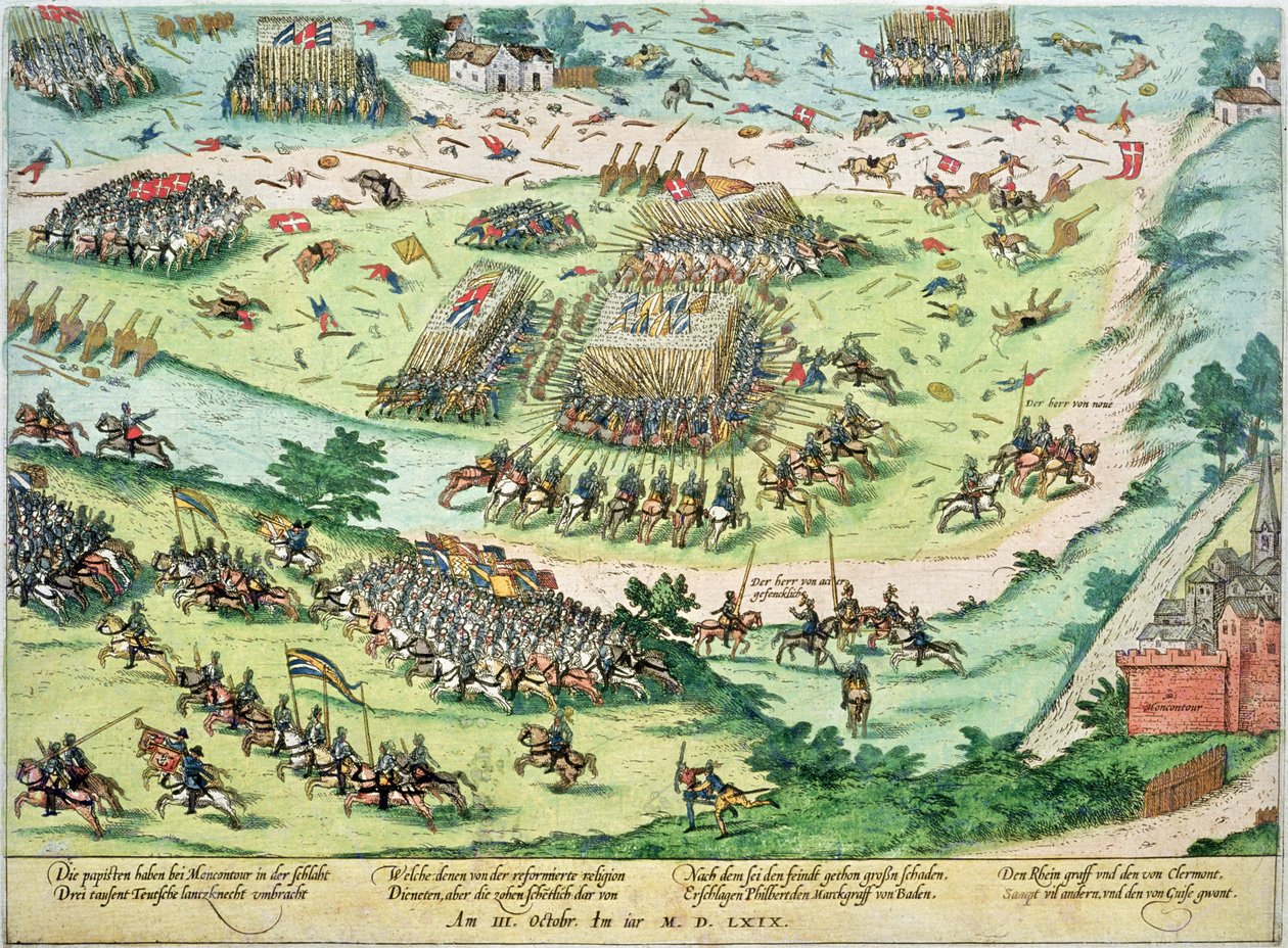 Bitva o Moncontour, 3. října 1569 od J. J. and Tortorel, J. Perrissin