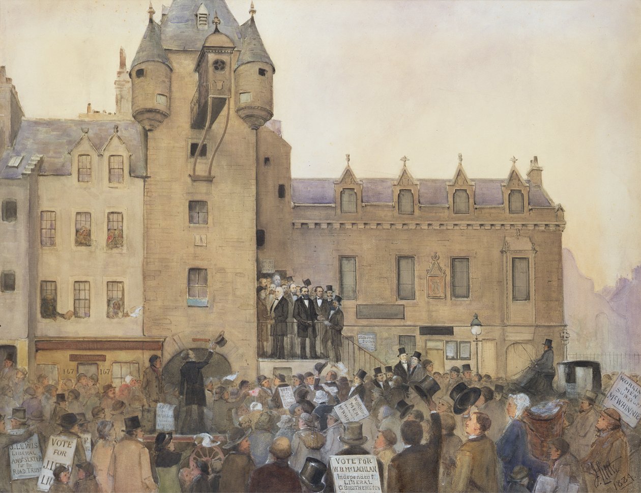 Před zákonem o hlasování, Canongate Tolbooth, Edinburgh, 1884 od J. Little