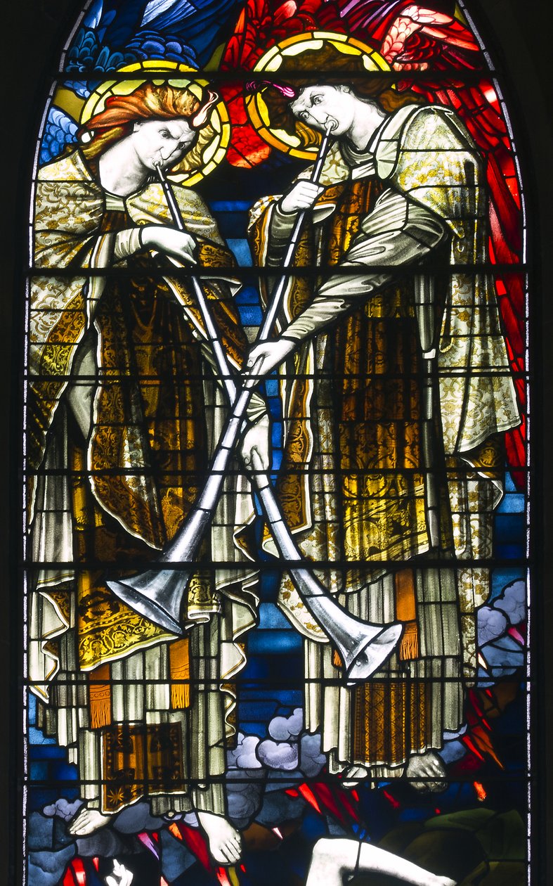 Jesmond, St George, Gateshead Stained Glass Co, J W Brown TR Spence, East Window, The Last Judgement, 1888 od J. W. and Spence Brown