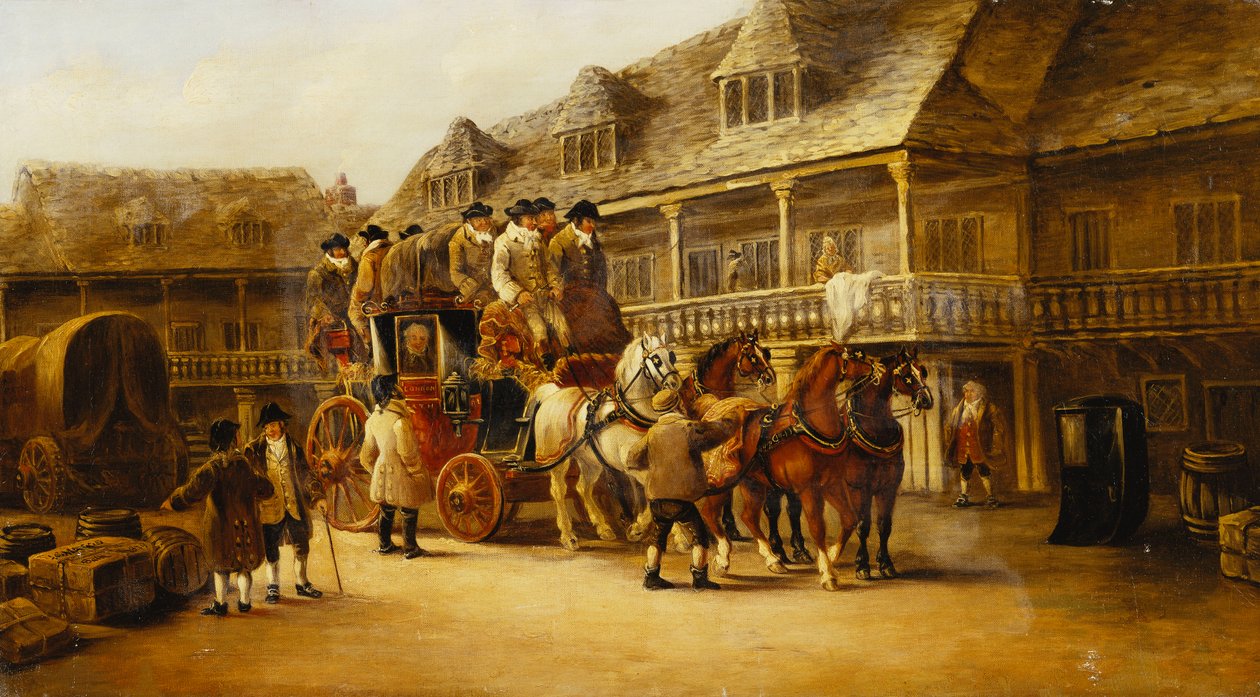 Nástup na autobus do Londýna, 1879 od J.C. Maggs