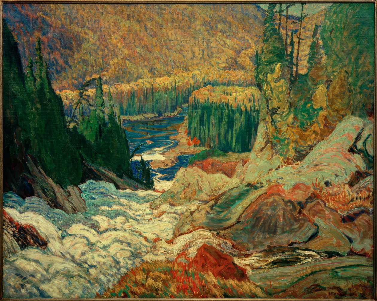 Vodopády, řeka Montreal od J.E.H. MacDonald