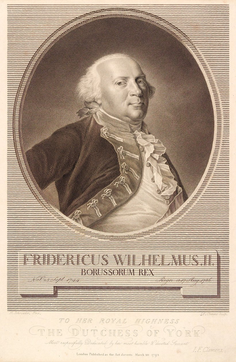 Friedrich Wilhelm II., pruský král od J.F. Clemens