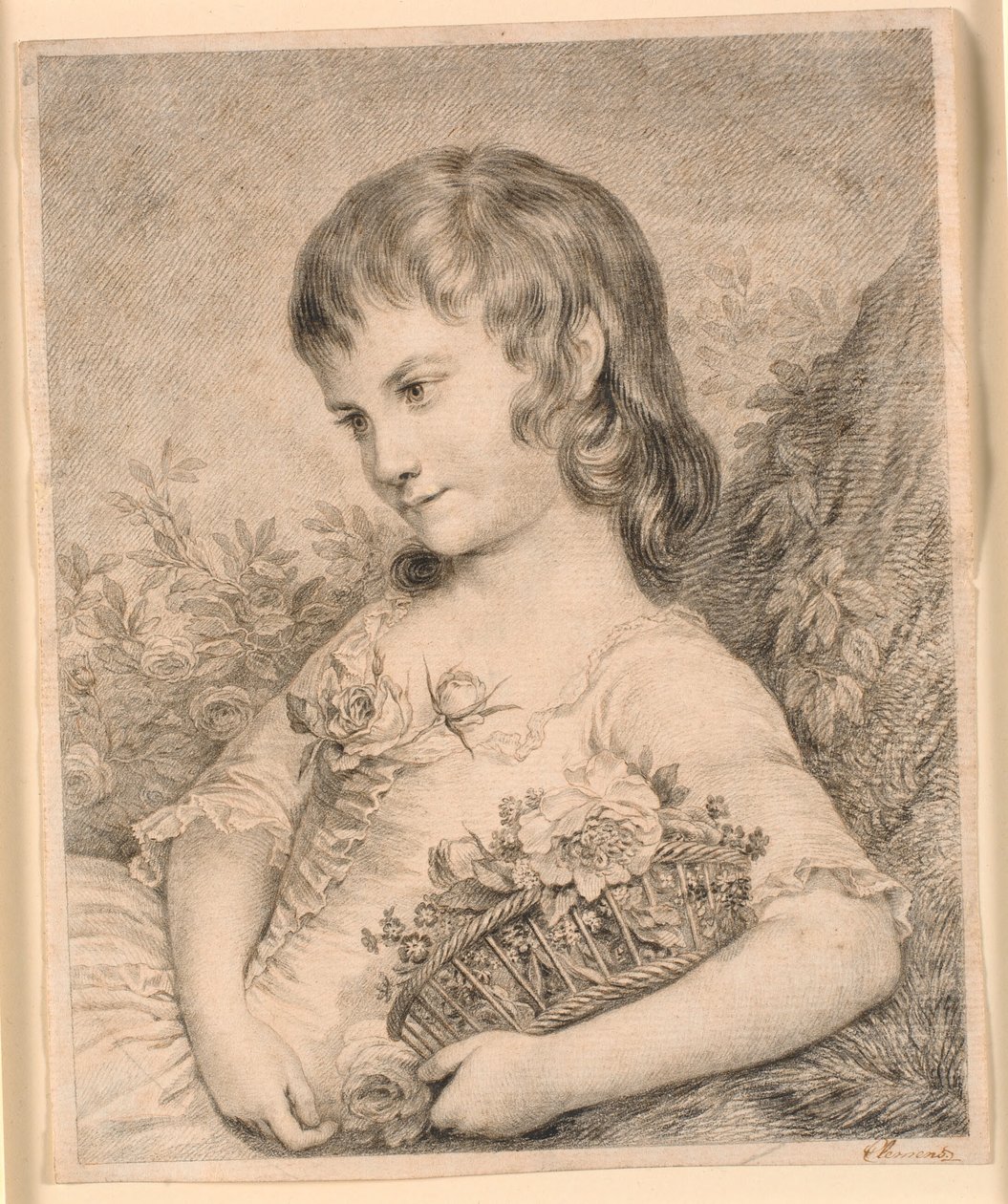 Holčička s košíkem květin (Octavie Diodati) od J.F. Clemens