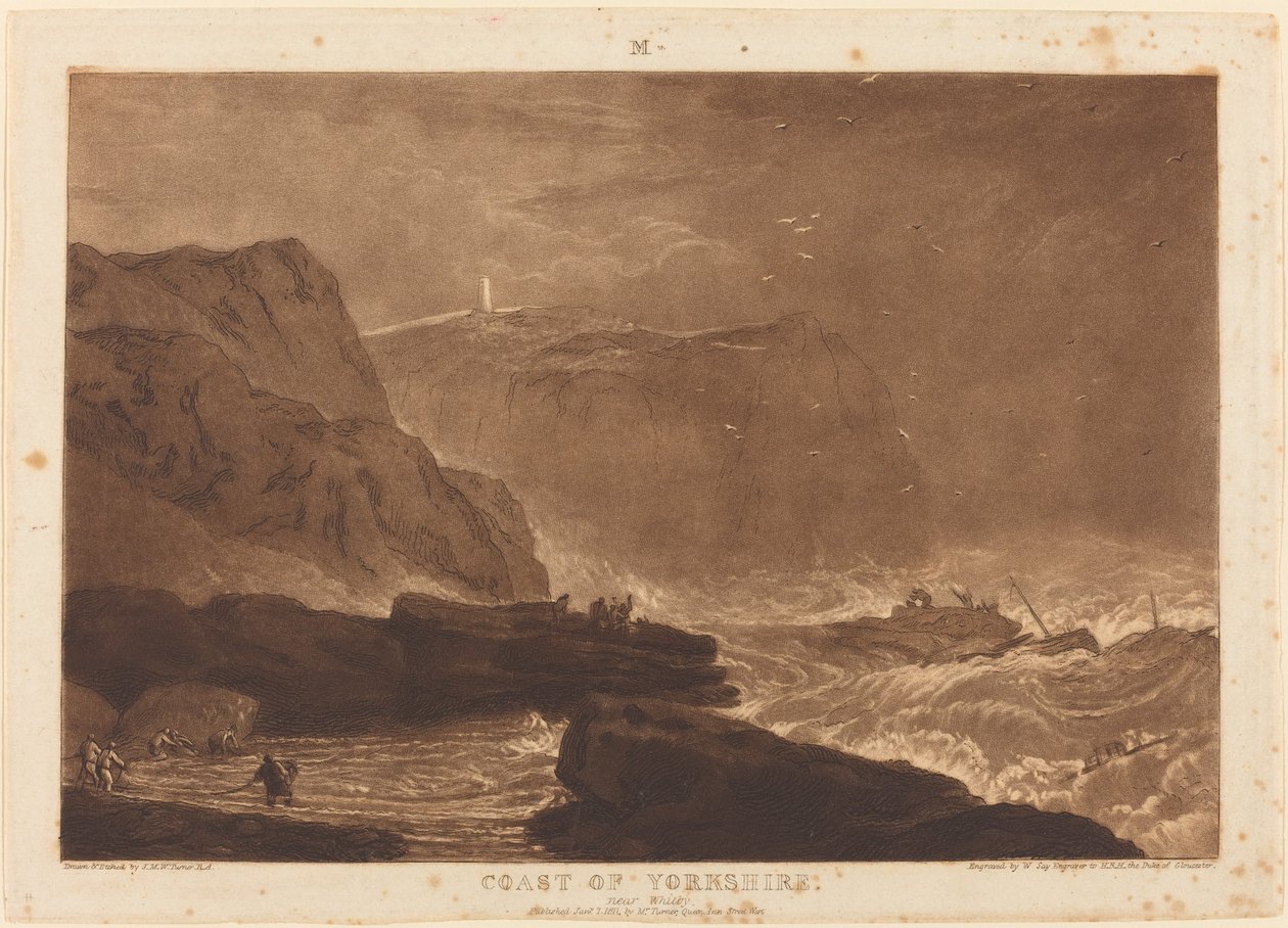 Pobřeží Yorkshire, publikoval 1811 od Joseph Mallord William Turner
