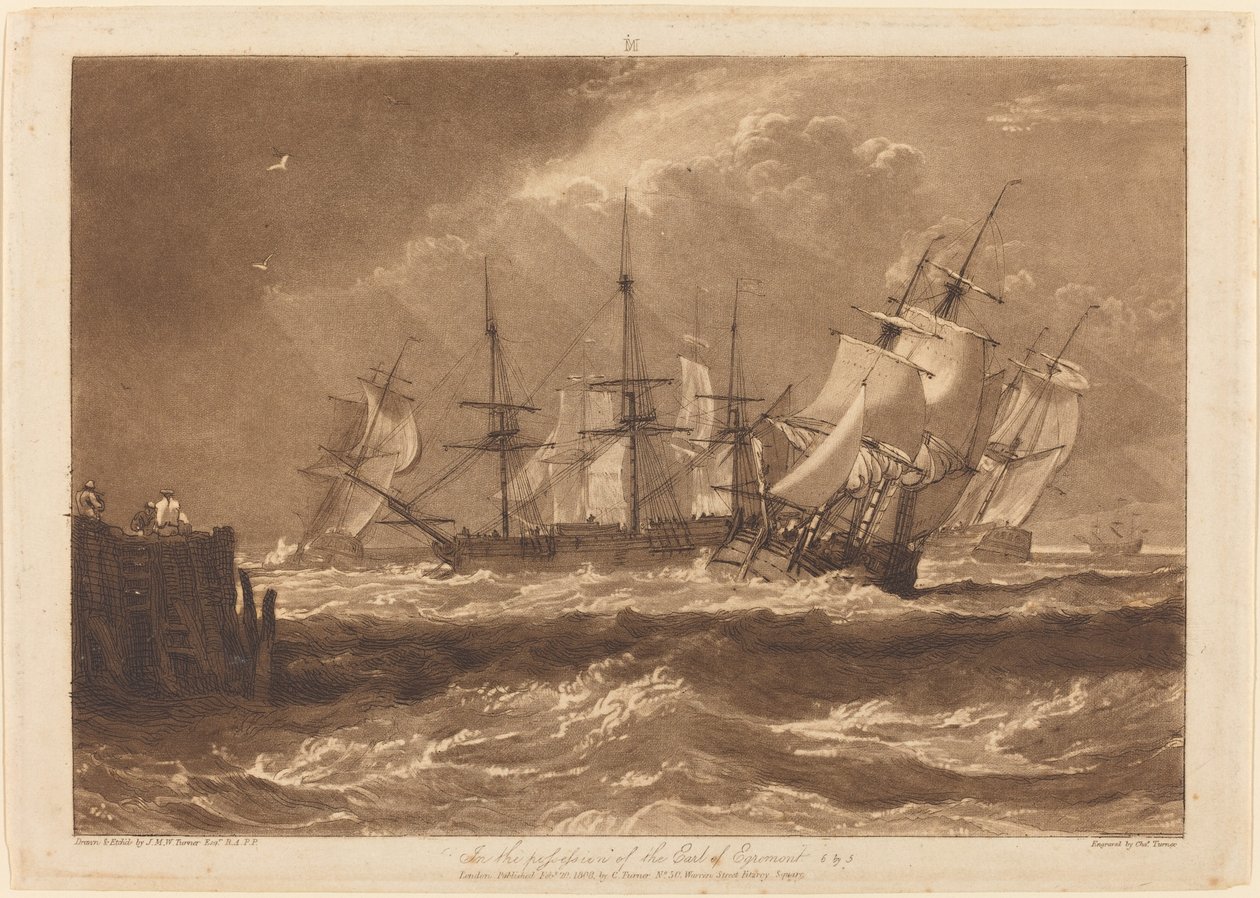 Ships in a Breeze, publikoval 1808. od Joseph Mallord William Turner
