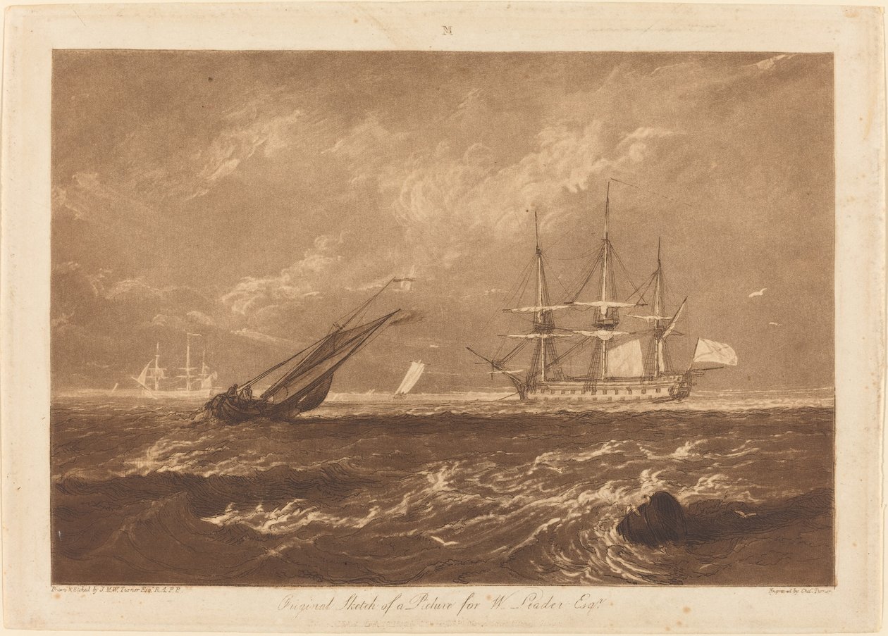 The Leader Sea Piece, publikoval 1809. od Joseph Mallord William Turner