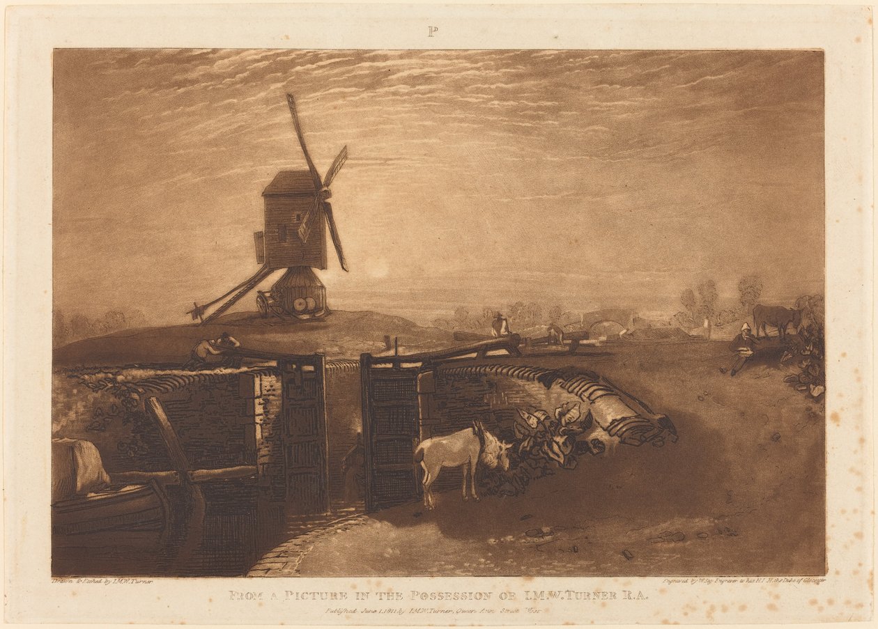 Větrný mlýn a zámek, publikoval 1811. od Joseph Mallord William Turner