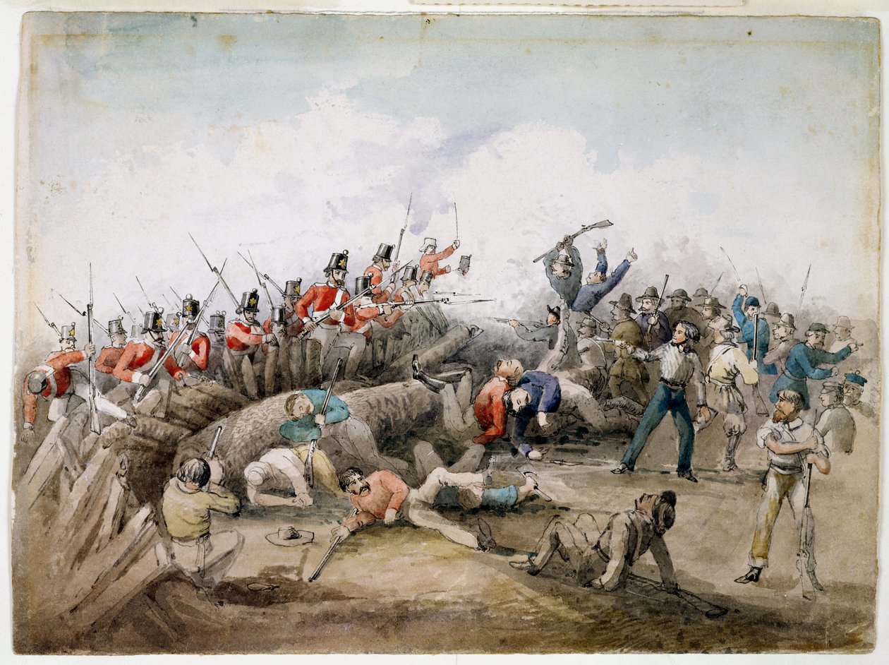 Vzpoura Eureka Stockade, Ballarat, Austrálie, 1854 od J.R. Henderson