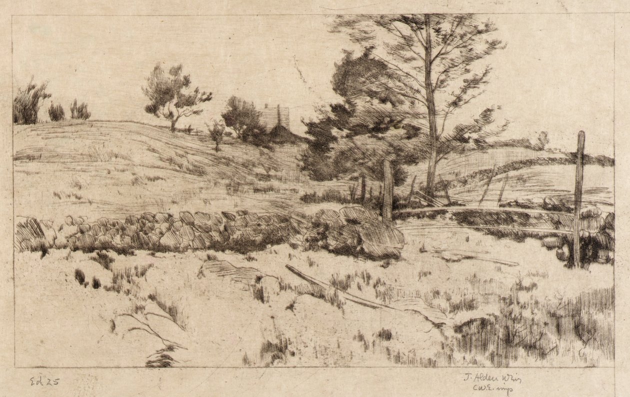 Krajina (nákres polí) od J. Alden Weir