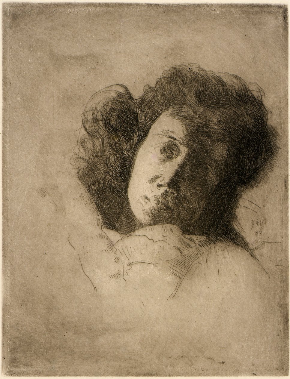 Studie ženské hlavy od J. Alden Weir