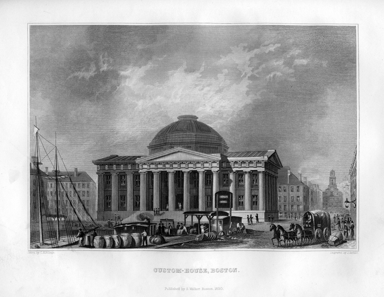 Custom House, Boston, Massachusetts, 1855. od J. Archer