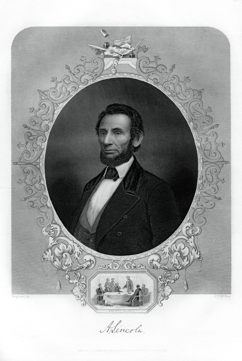 Prezident Abraham Lincoln , americký politik, 1862-1867. od J. C. McRae