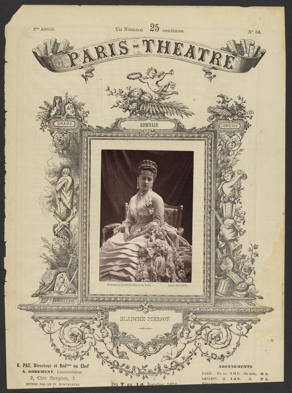 Pařížské divadlo: Blanche Pierson od J. Émile Tourtin