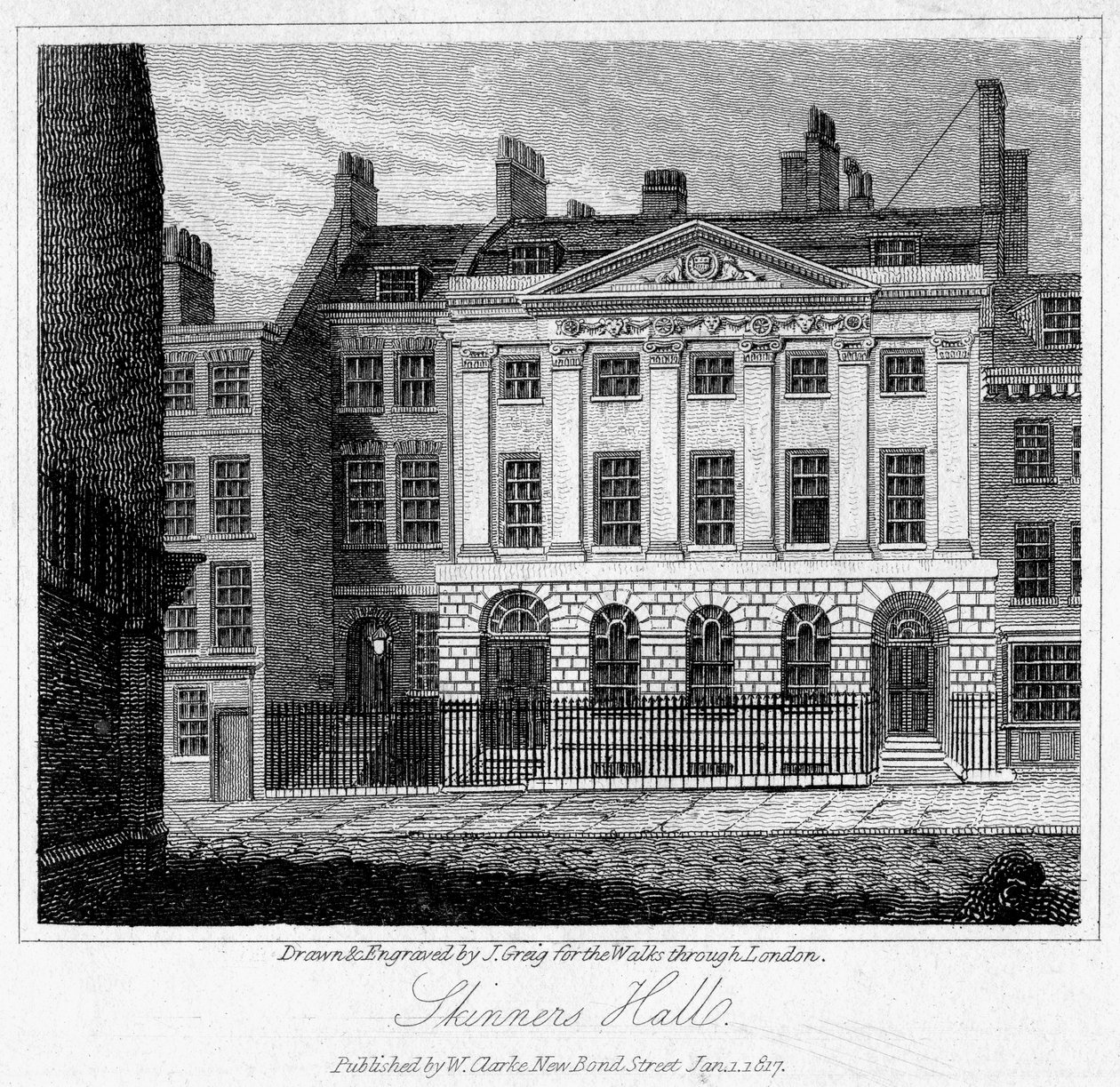 Skinners Hall, City of London, 1817. od J. Greig