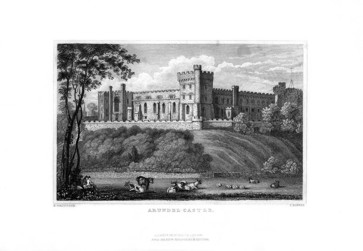 Zámek Arundel, Západní Sussex, 1829. od J. Rogers
