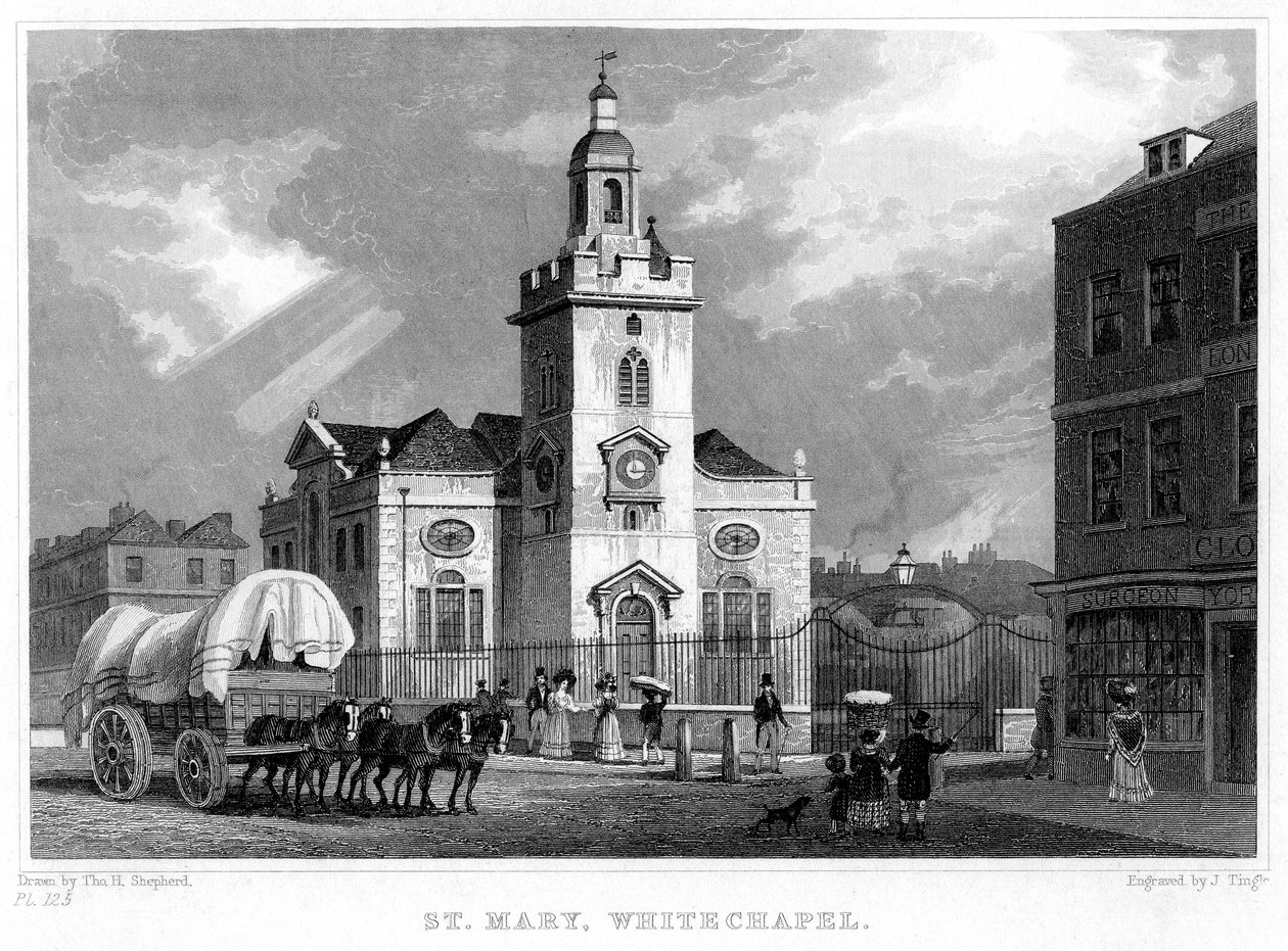 Kostel Panny Marie, Whitechapel, Londýn, 1831. od J. Tingle