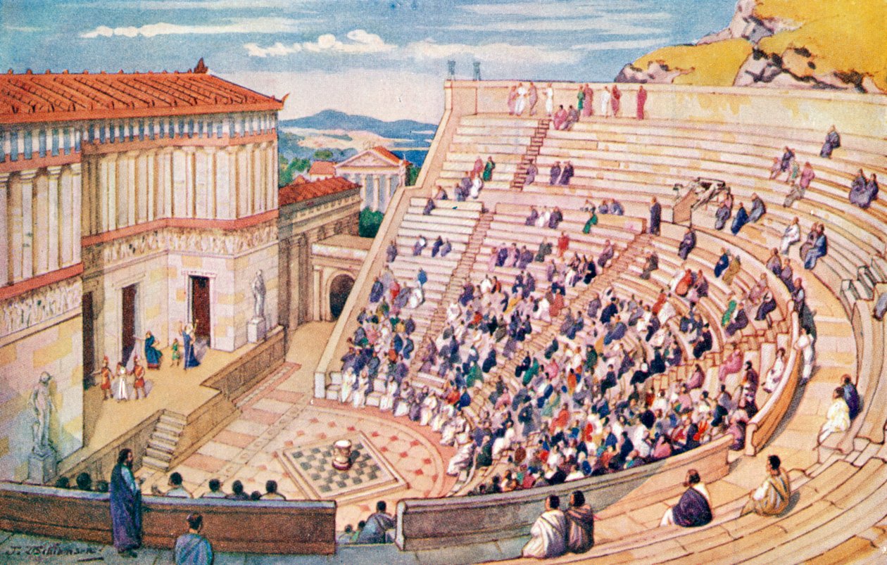 Pohlednice s motivem Amfiteátr, Římská říše (print) od J. Williamson