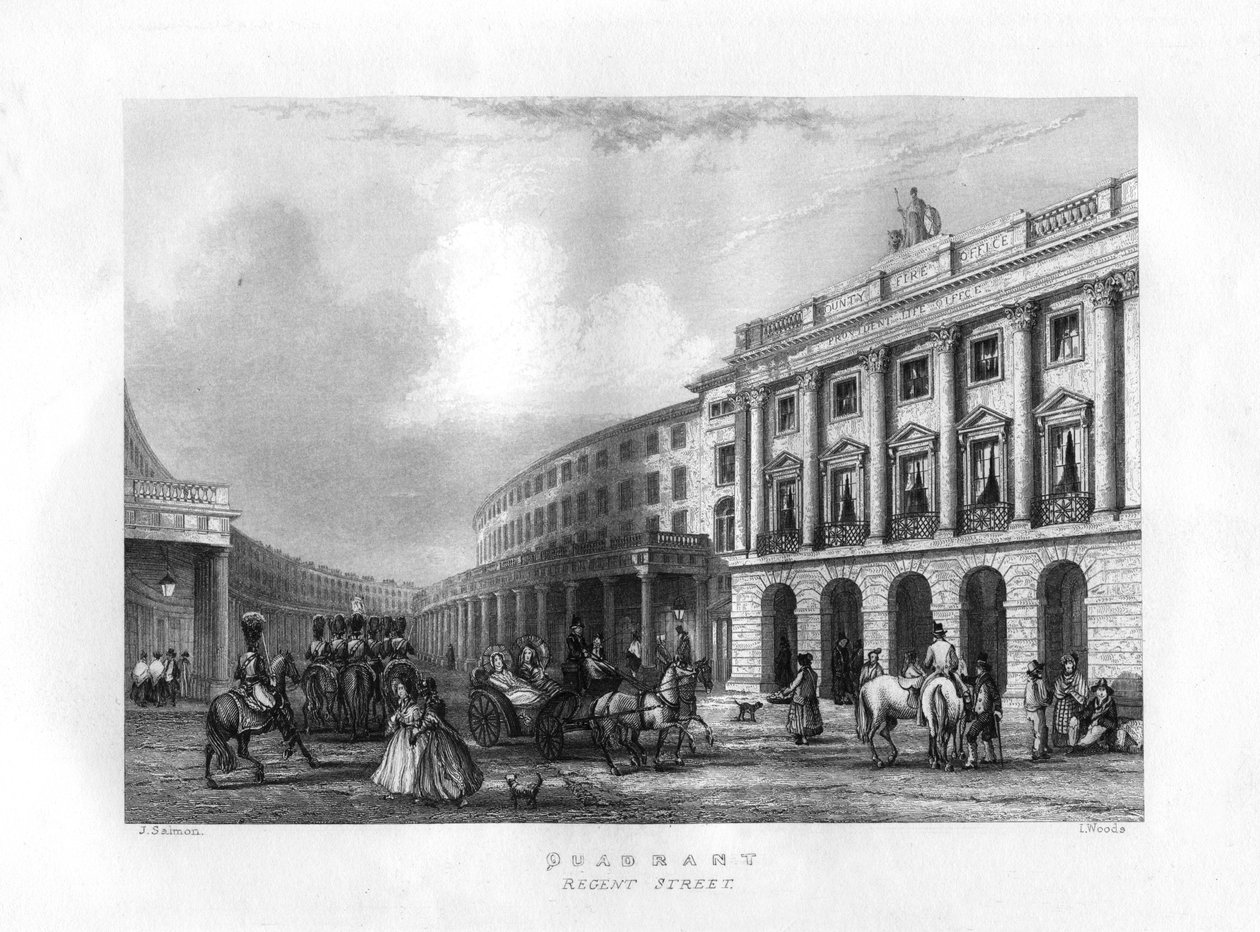 Kvadrant, Regent Street, Londýn, 19. století. od J. Woods